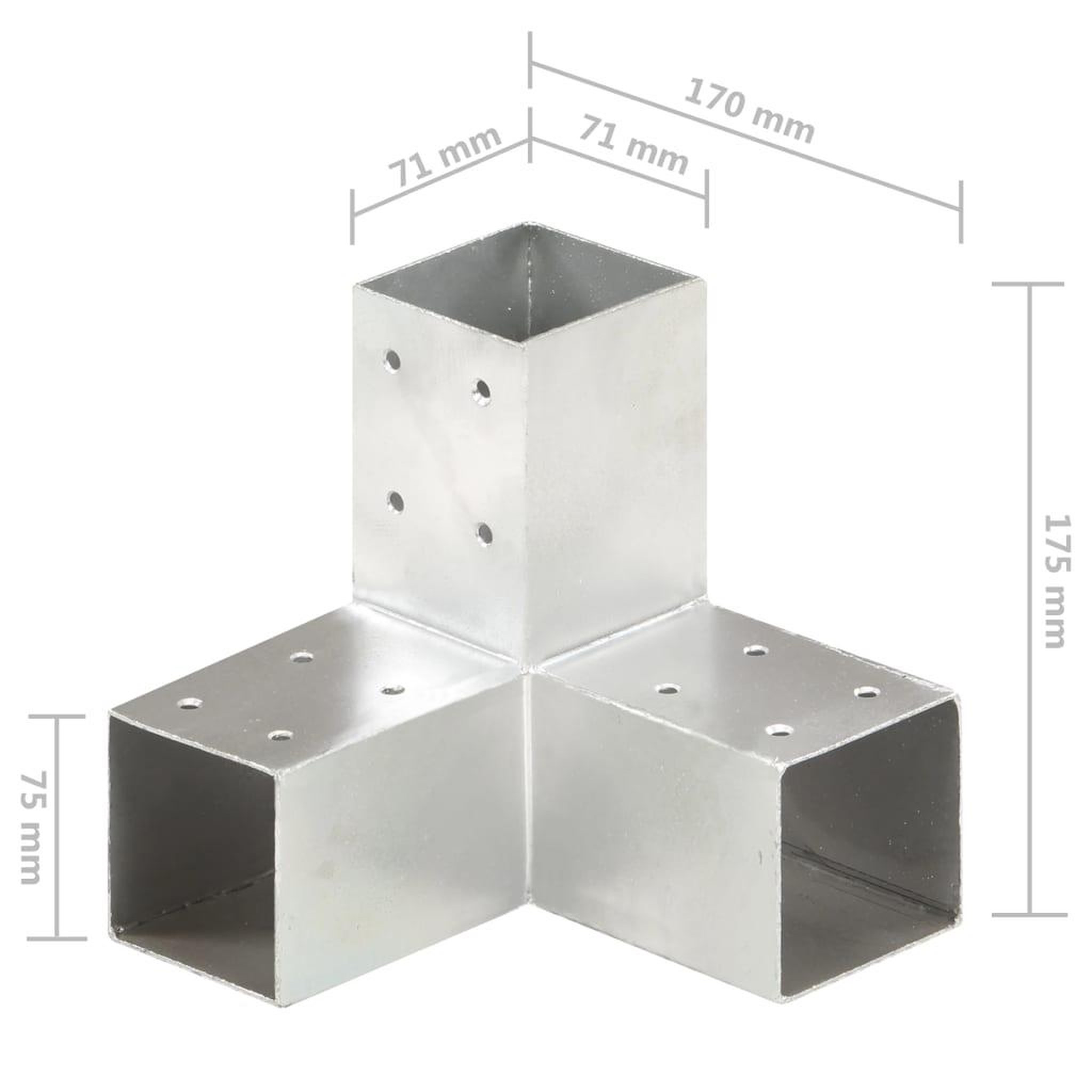 Voir la diapositive 5 : VIDAXL Connecteur de poteau Forme en Y Metal galvanise 71x71 mm