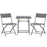 OUTSUNNY Ensemble meubles de jardin design table carré et chaises pliables résine tressée 4 fils métal noir