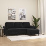 VIDAXL Canape a 3 places avec repose-pieds Noir 180 cm Velours