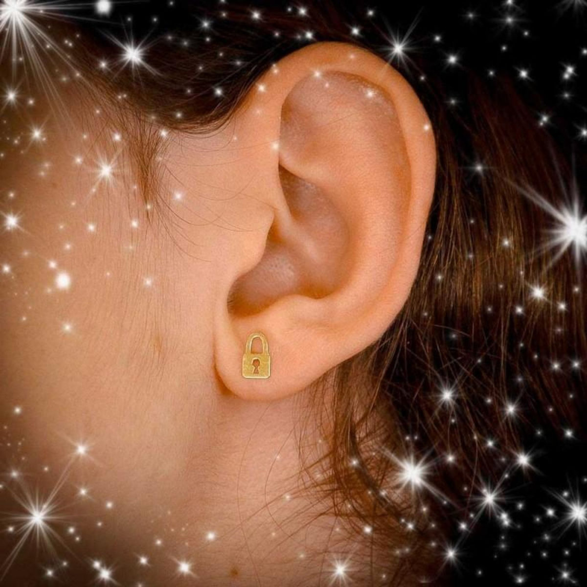 L'ATELIER D'AZUR Boucles d'Oreilles Or Jaune - Cadenas et Clef