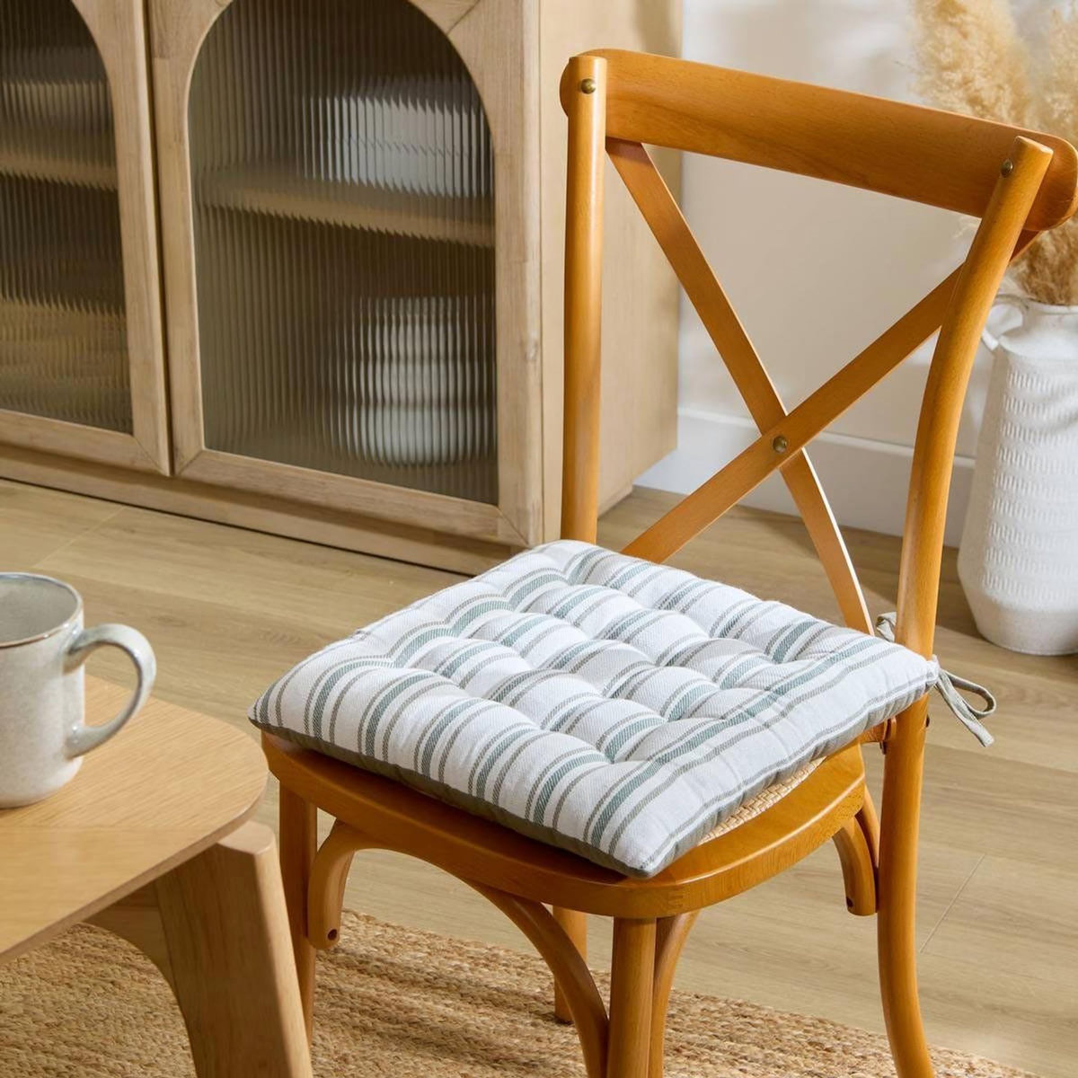 ATMOSPHERA Galette de Chaise à Rayures  Groove  38x38cm Vert