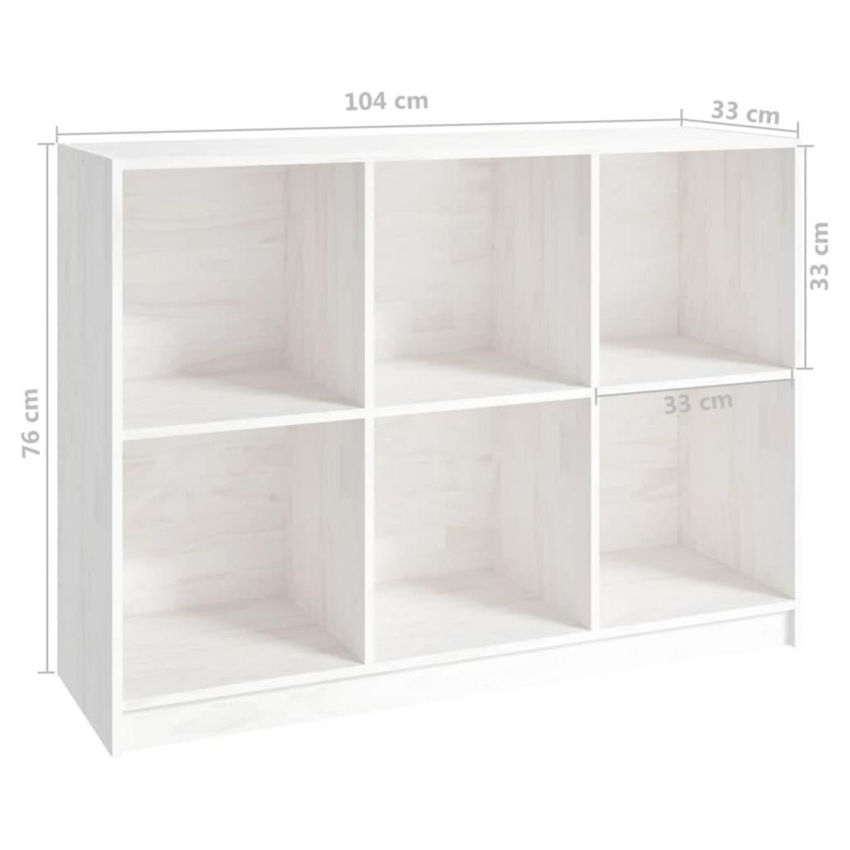VIDAXL Bibliotheque Blanc 104x33x76 cm bois de pin massif