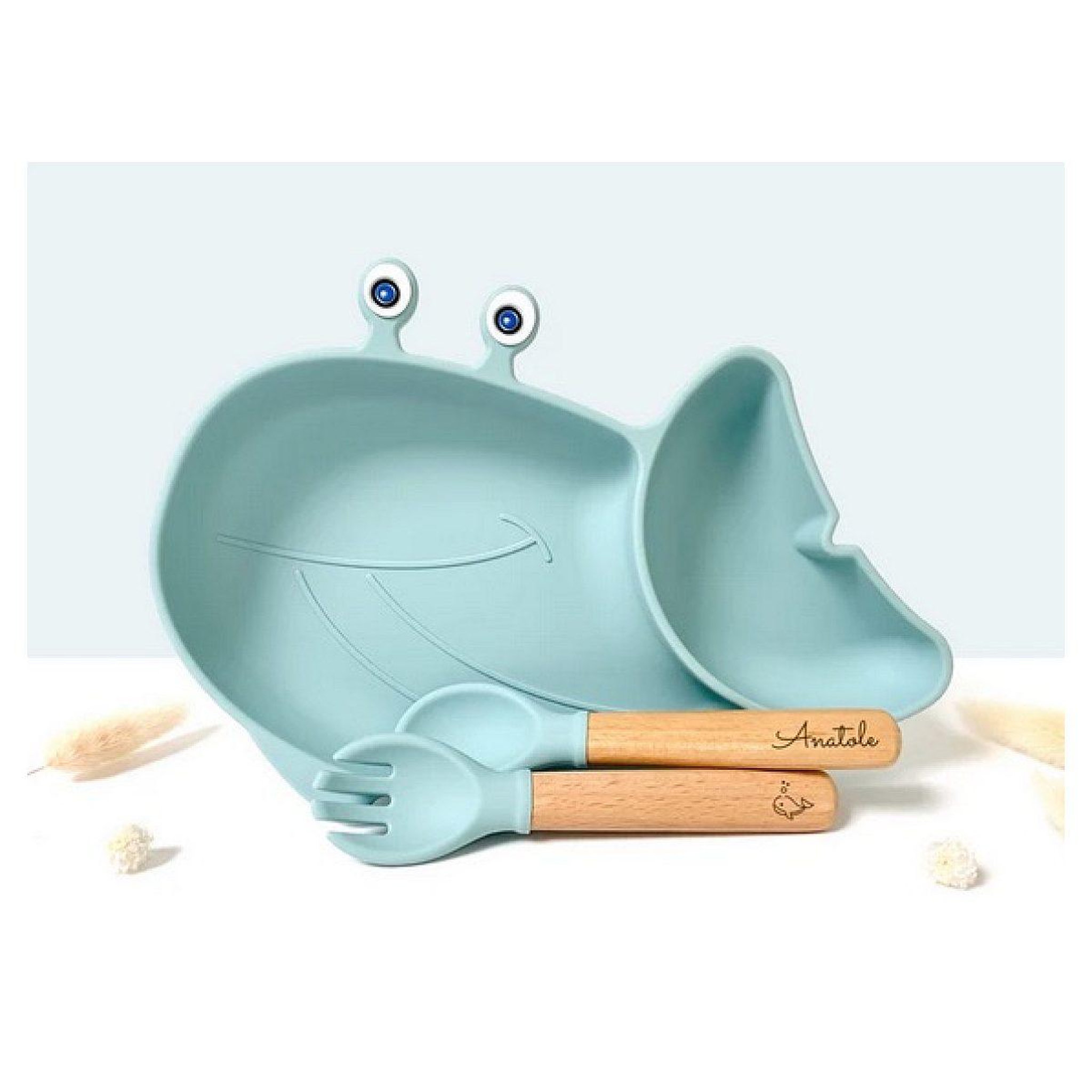 LES PETITS CITRONS Set repas baleine et couvert bleu ciel