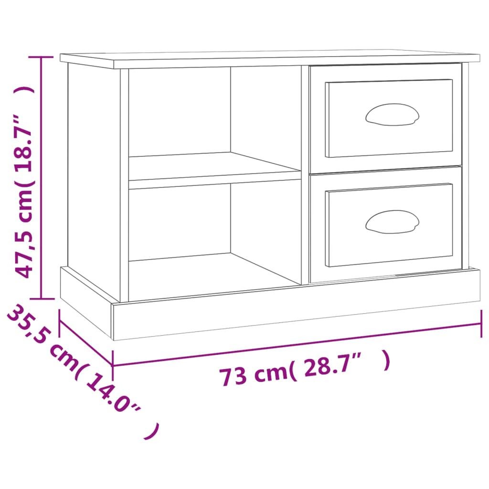 Voir la diapositive 6 : VIDAXL Meuble TV blanc 73x35,5x47,5 cm bois d'ingenierie