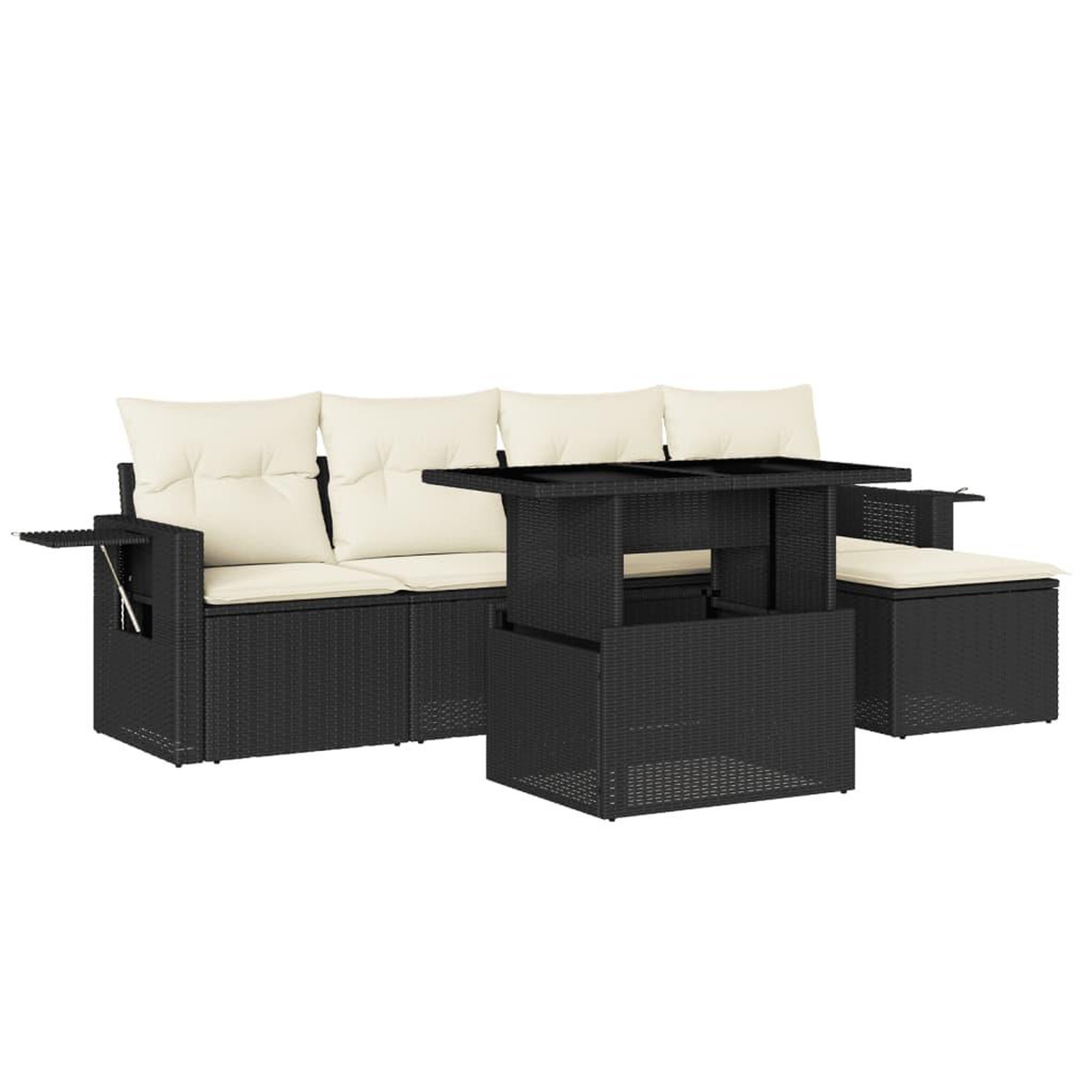 Voir la diapositive 2 : VIDAXL Salon de jardin 6 pcs avec coussins noir resine tressee