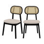 Voir la diapositive 1 : Rendez vous déco Lot de 2 chaises en bois noir, tissu beige et rotin synthétique-Maria