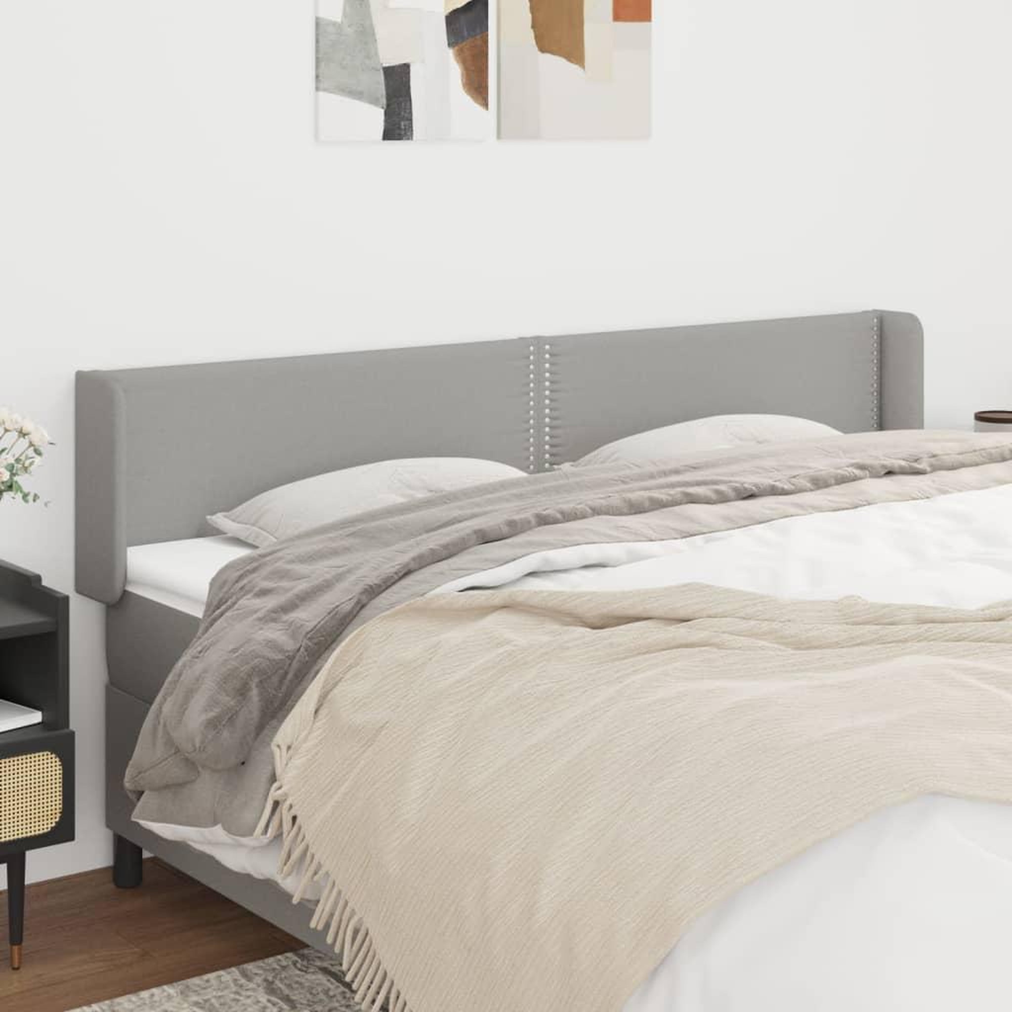 Voir la diapositive 1 : VIDAXL Tete de lit avec oreilles Gris clair 203x16x78/88 cm Tissu