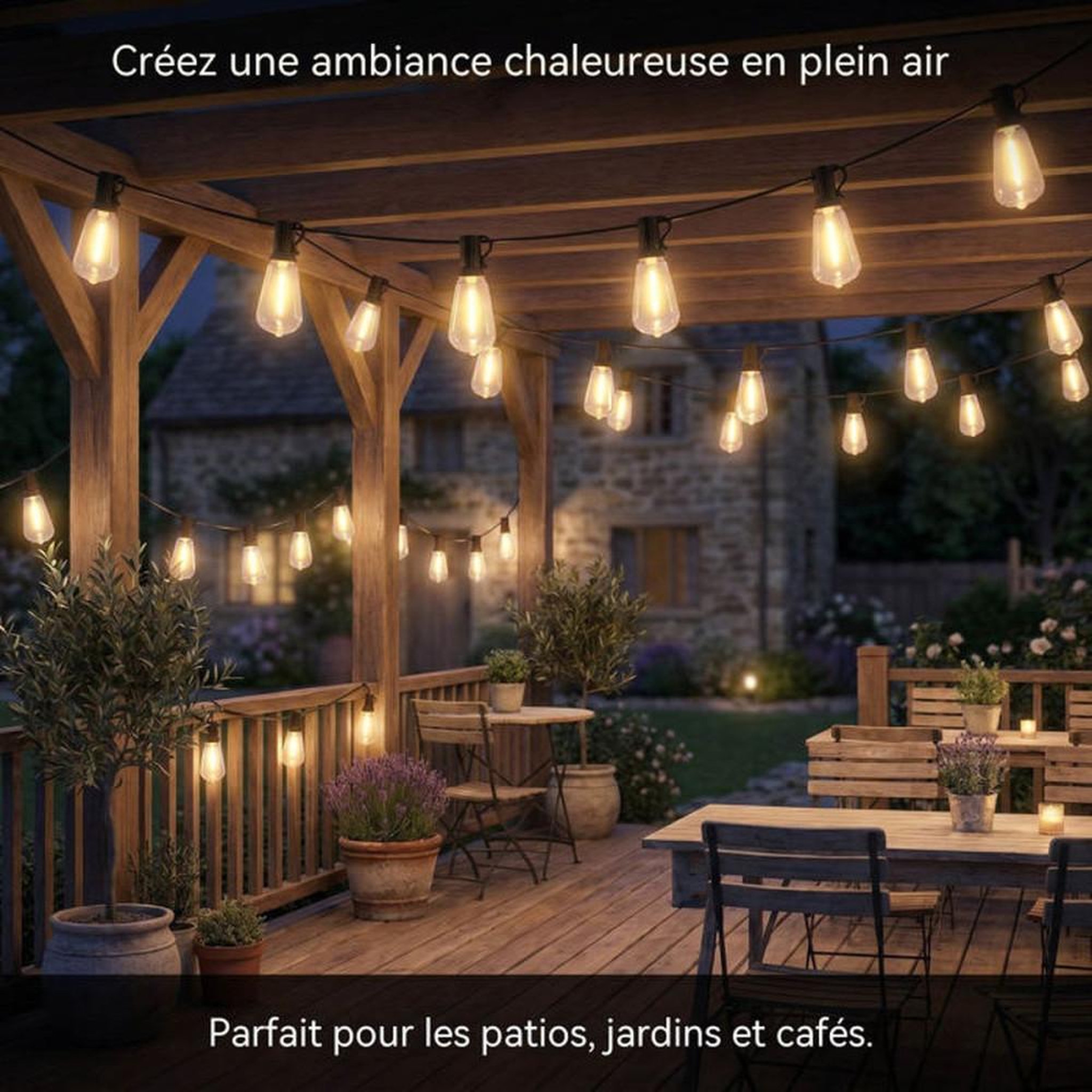 Voir la diapositive 4 : Guirlande lumineuse extérieure suspendue ST38 36,5 m 62 LED PET E12 blanc chaud Octopia
