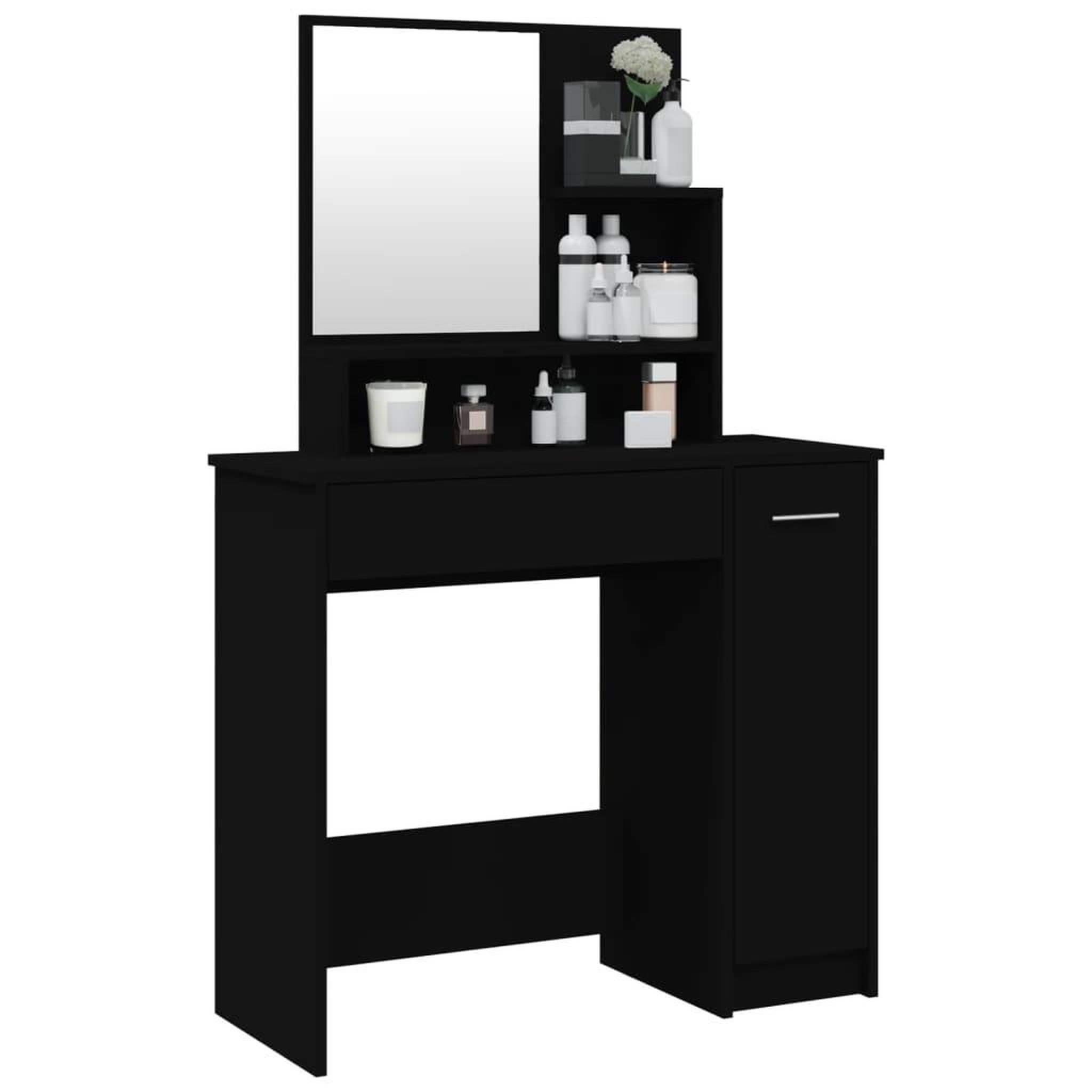 Voir la diapositive 4 : VIDAXL Coiffeuse avec miroir noir 86,5x35x136 cm