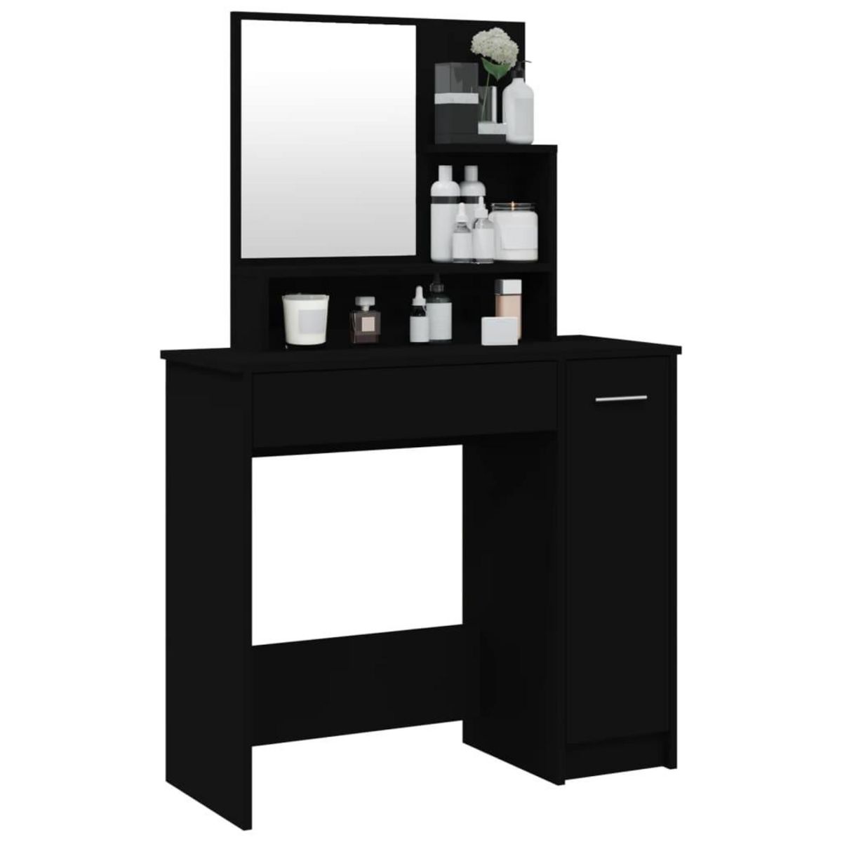 VIDAXL Coiffeuse avec miroir noir 86,5x35x136 cm
