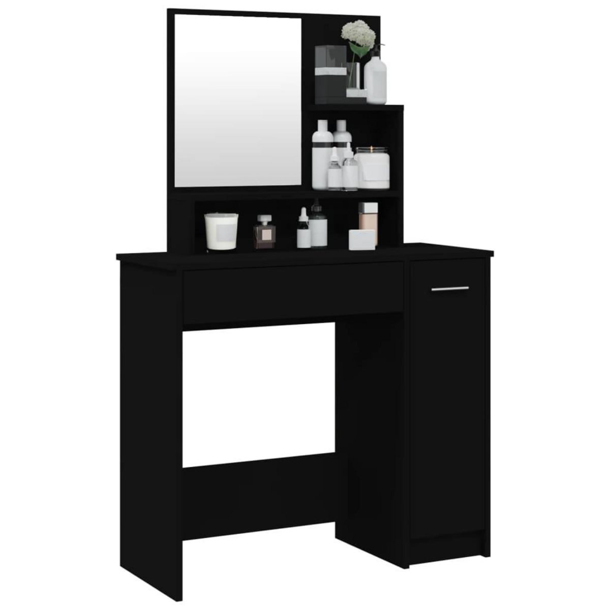 VIDAXL Coiffeuse avec miroir noir 86,5x35x136 cm