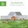 Voir la diapositive 6 : PAWHUT Enclos poulailler chenil 12,54 m² - parc grillagé dim 6,6L x 1,9l x 1,95H m - espace couvert - acier galvanisé