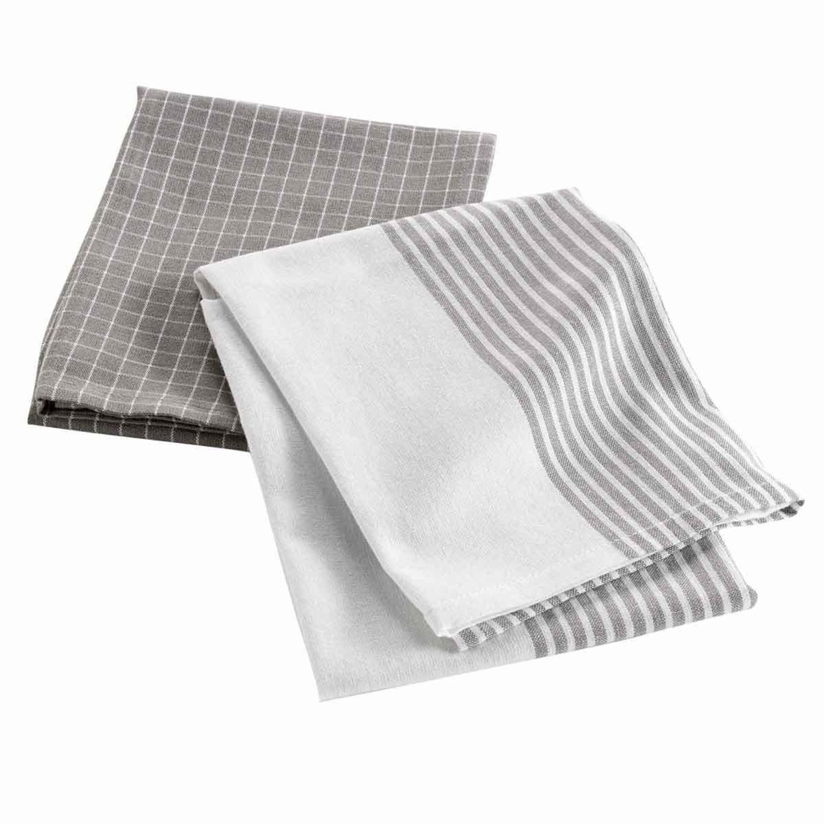 Paris Prix Lot de 2 Torchons  Cappuccino  50x70cm Marron