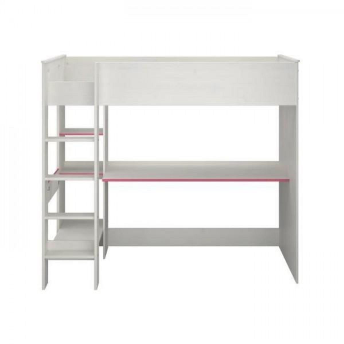PARISOT PARISOT JIM Lit mezzanine enfant contemporain décor pin memphis et chant réversible bleu ou rose - l 90 x L 200 cm
