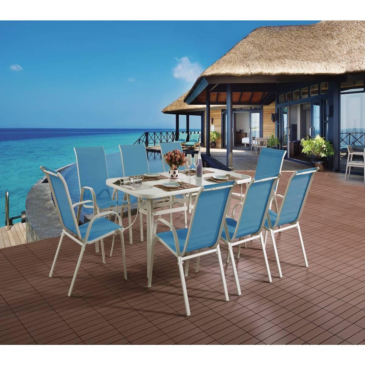 Habitat et Jardin Salon de jardin  Cordoba XL 180  - Phoenix - Bleu