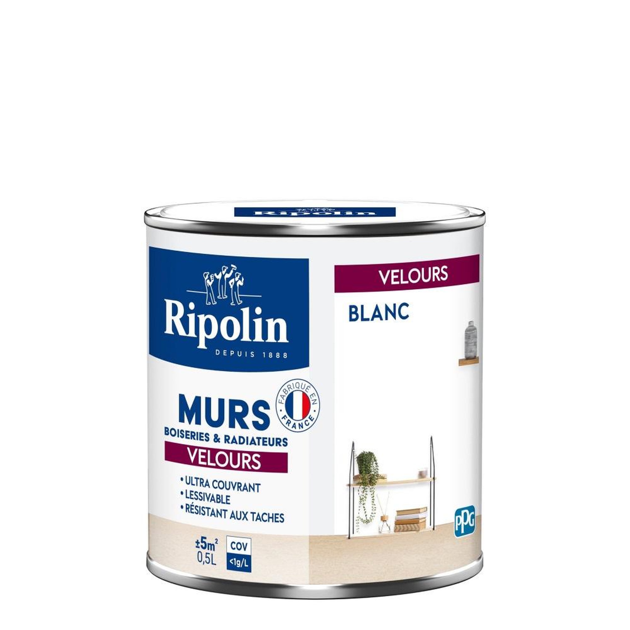 CENTRALE BRICO Peinture blanc mur, boiserie, radiateur ripolin velours 0.5 l