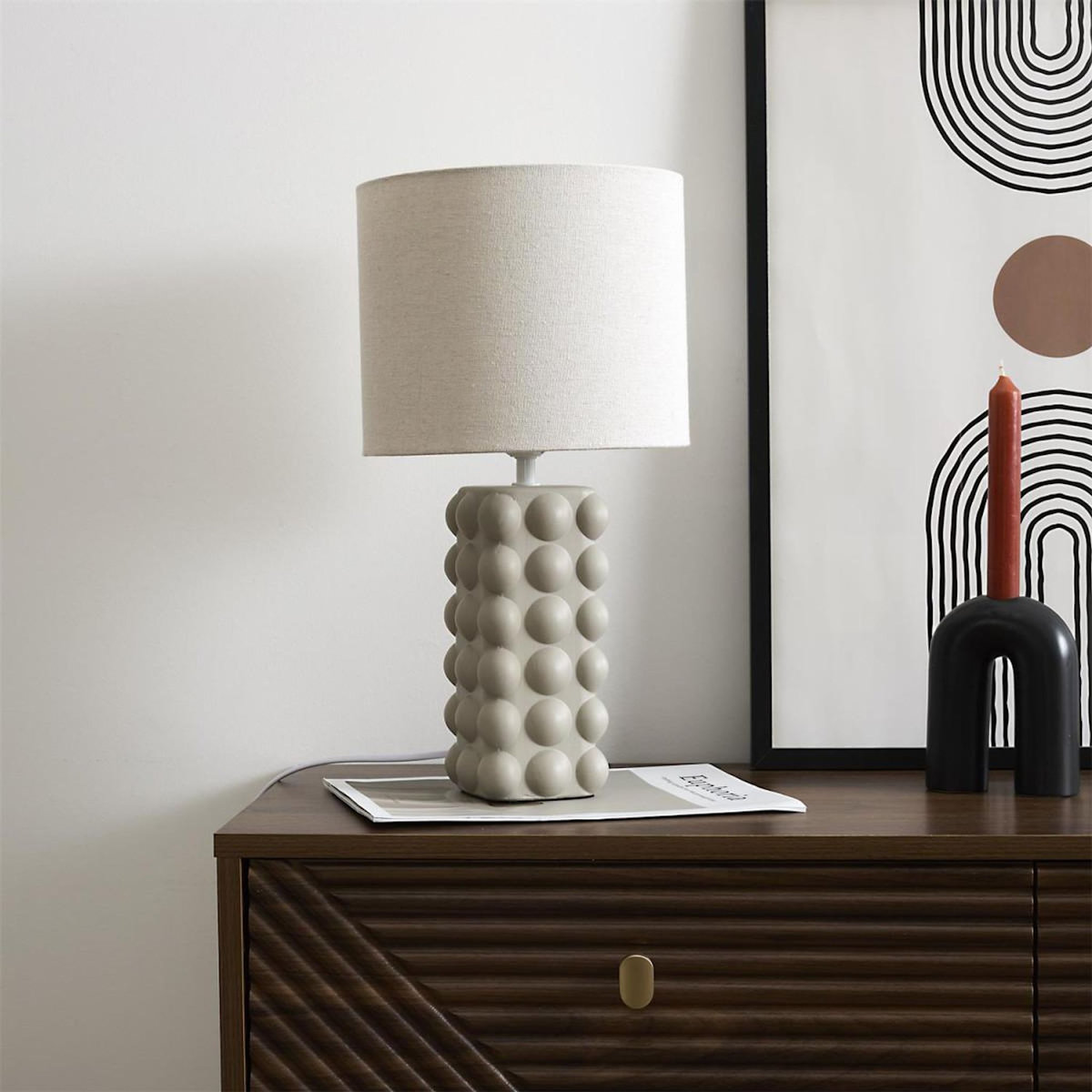 Paris Prix Lampe à Poser en Céramique  Luna  40cm Taupe