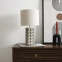 Voir la diapositive 2 : Paris Prix Lampe à Poser en Céramique  Luna  40cm Taupe