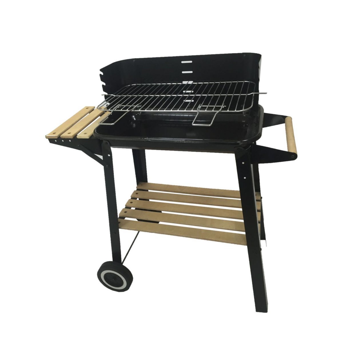 Barbecue charbon de bois en acier sur chariot