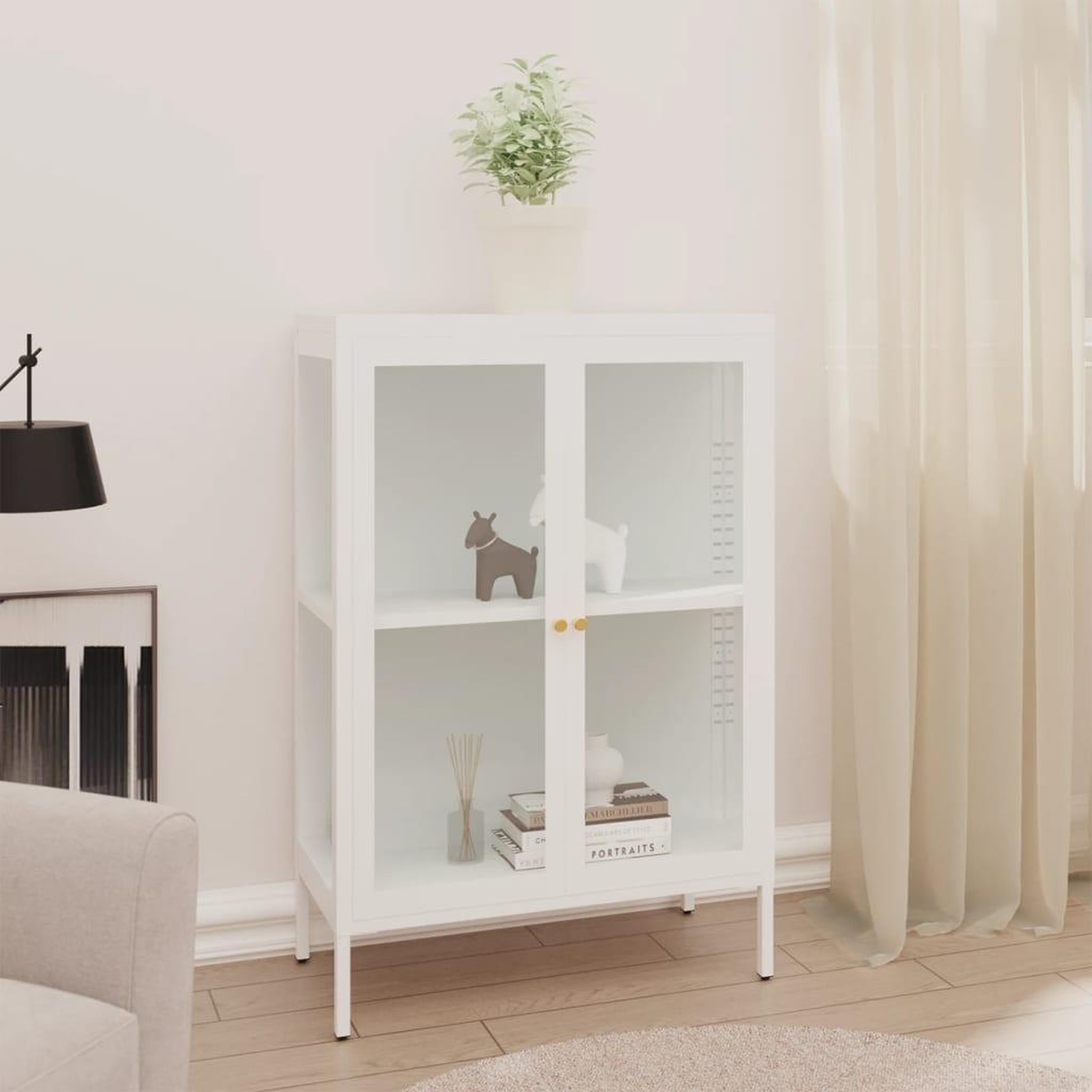 Voir la diapositive 1 : VIDAXL Buffet Blanc 75x35x105 cm Acier et verre