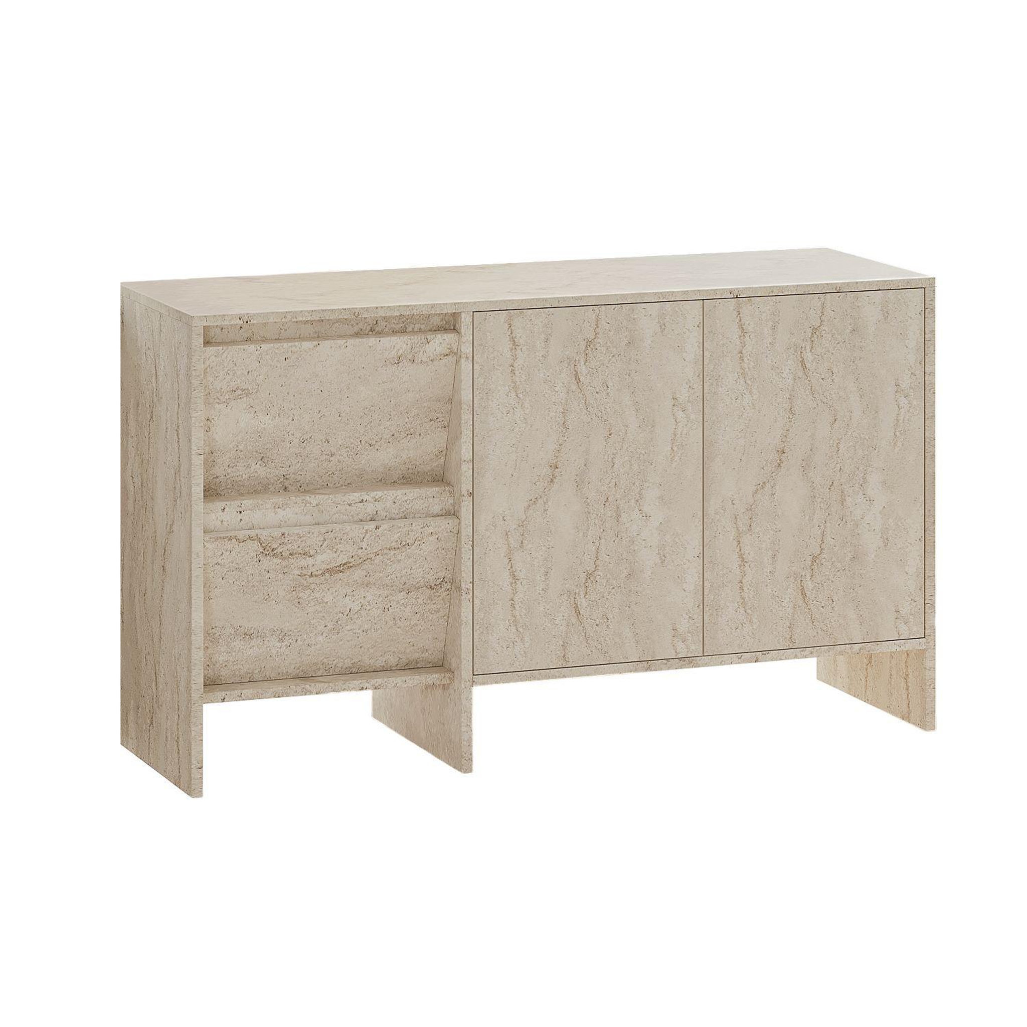 Habitat et Jardin Buffet en bois  laris 130  - 130 x 44 x 82 cm - travertin