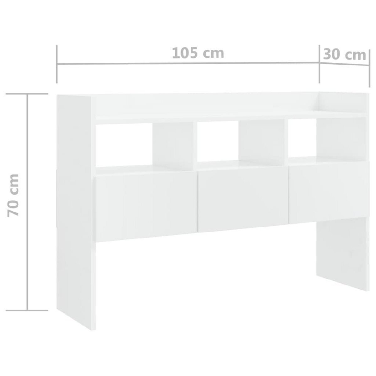 VIDAXL Buffet Blanc brillant 105x30x70 cm Bois d'ingenierie