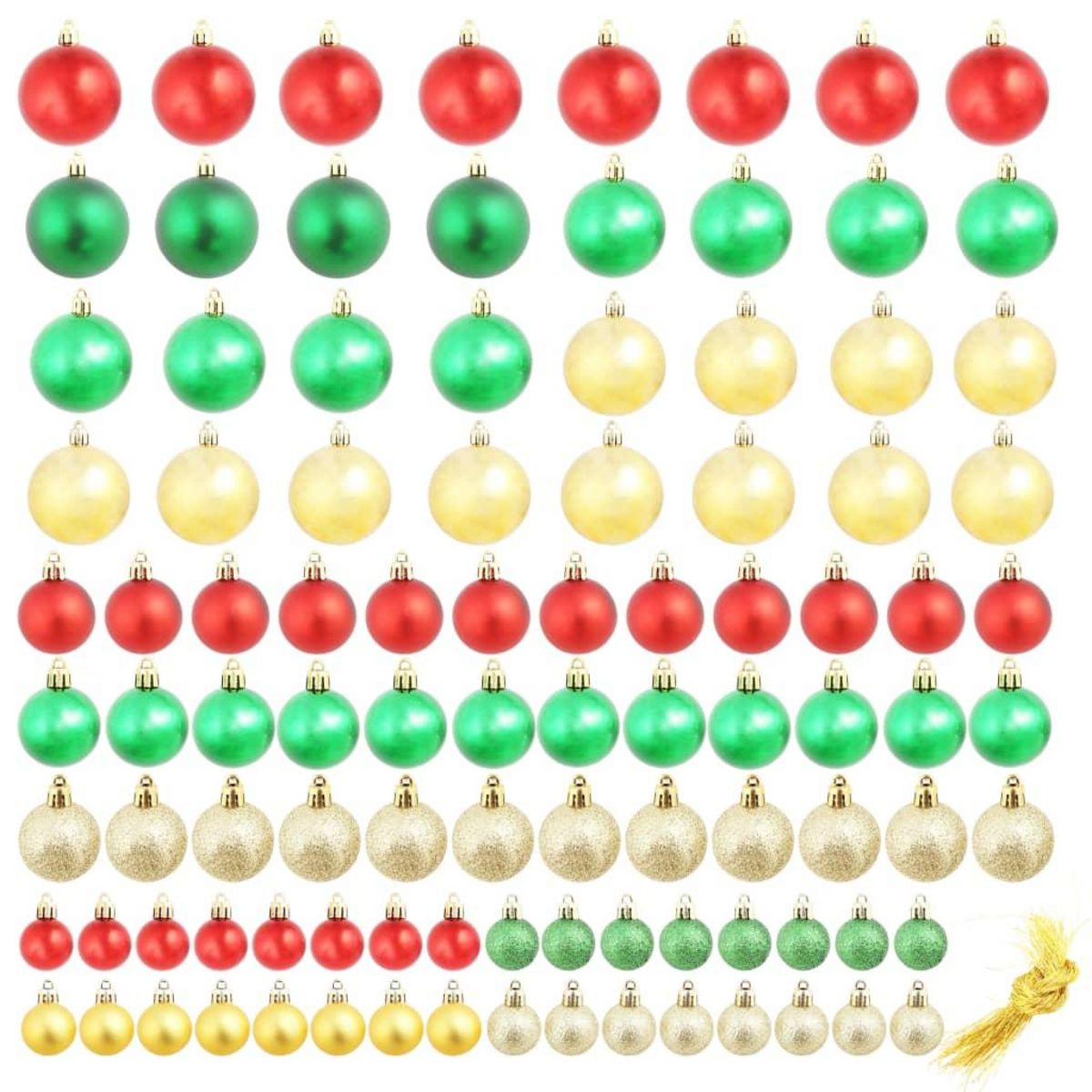 VIDAXL Boules de Noël 100 pcs Rouge/Dore/Vert