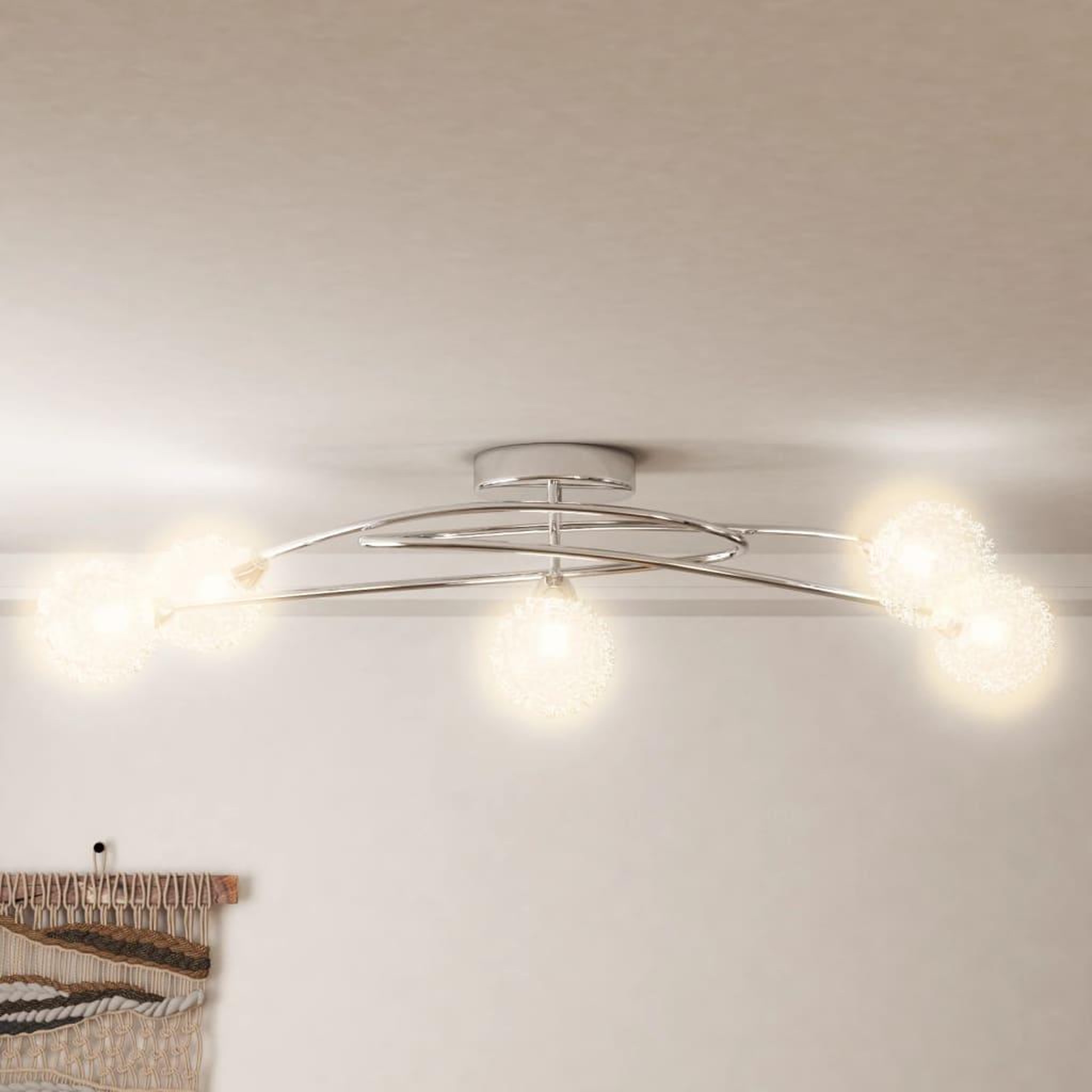 Voir la diapositive 3 : VIDAXL Plafonnier avec abat-jour en maille metallique pour 5 LED G9