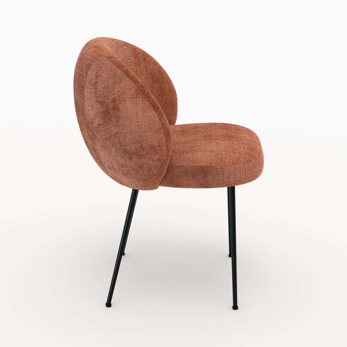 Rendez vous déco Chaise en velours chenillé terracotta et métal noir-Bloomy