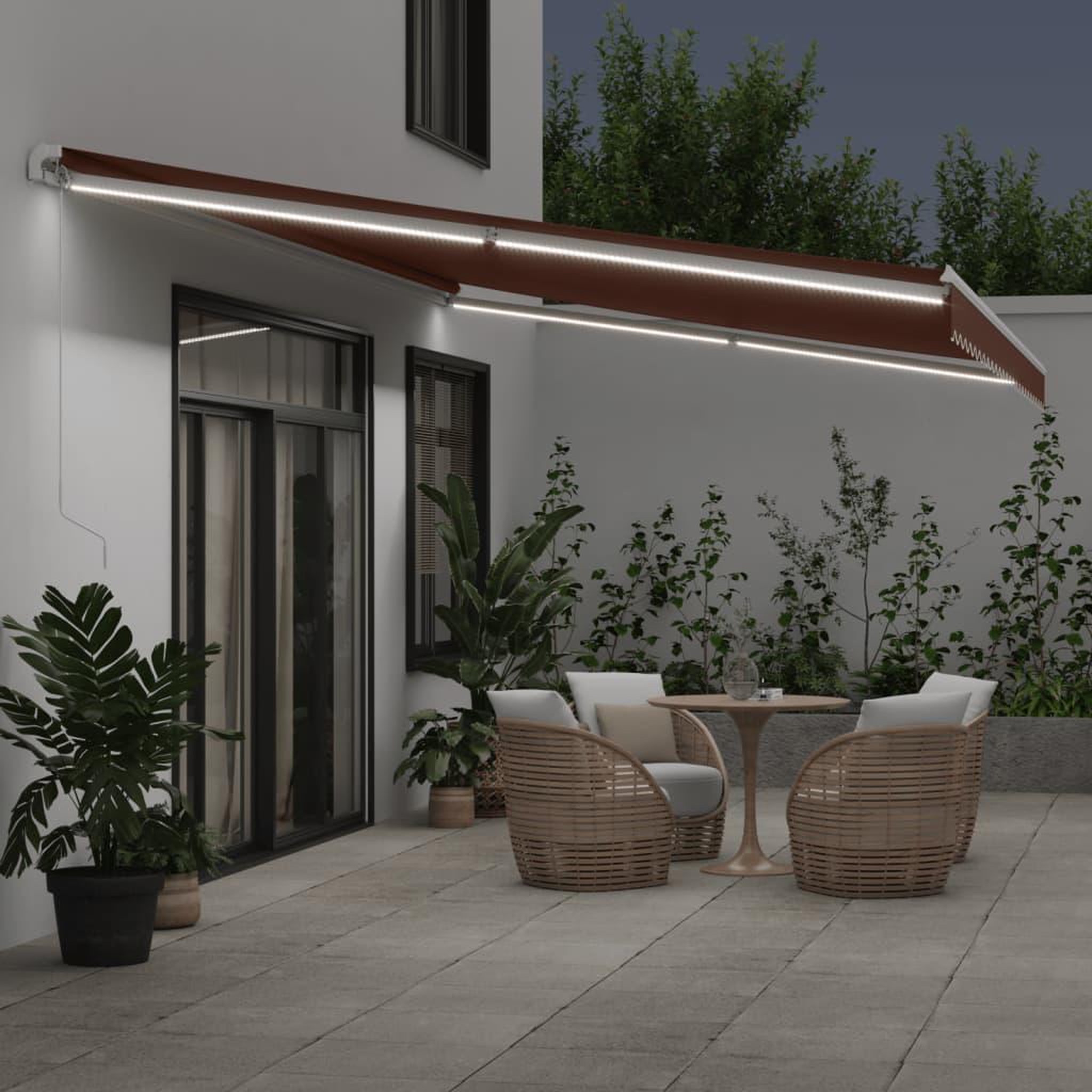 Voir la diapositive 3 : VIDAXL Auvent manuel retractable avec LED marron 600x350 cm