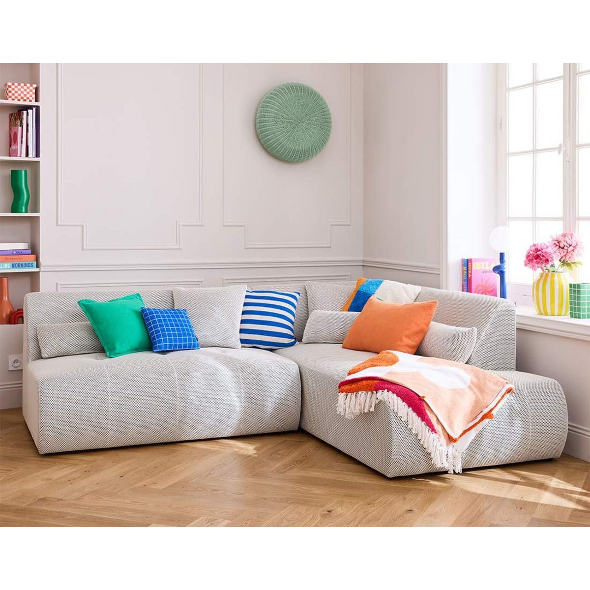 LISA DESIGN Onyx - canapé modulable d'angle droit 5 places - en tissu mailles 3d