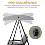 Voir la diapositive 4 : OUTSUNNY Balancelle de jardin 2 places grand confort coussins d'assise et dossier fournis accoudoirs pare-soleil gris