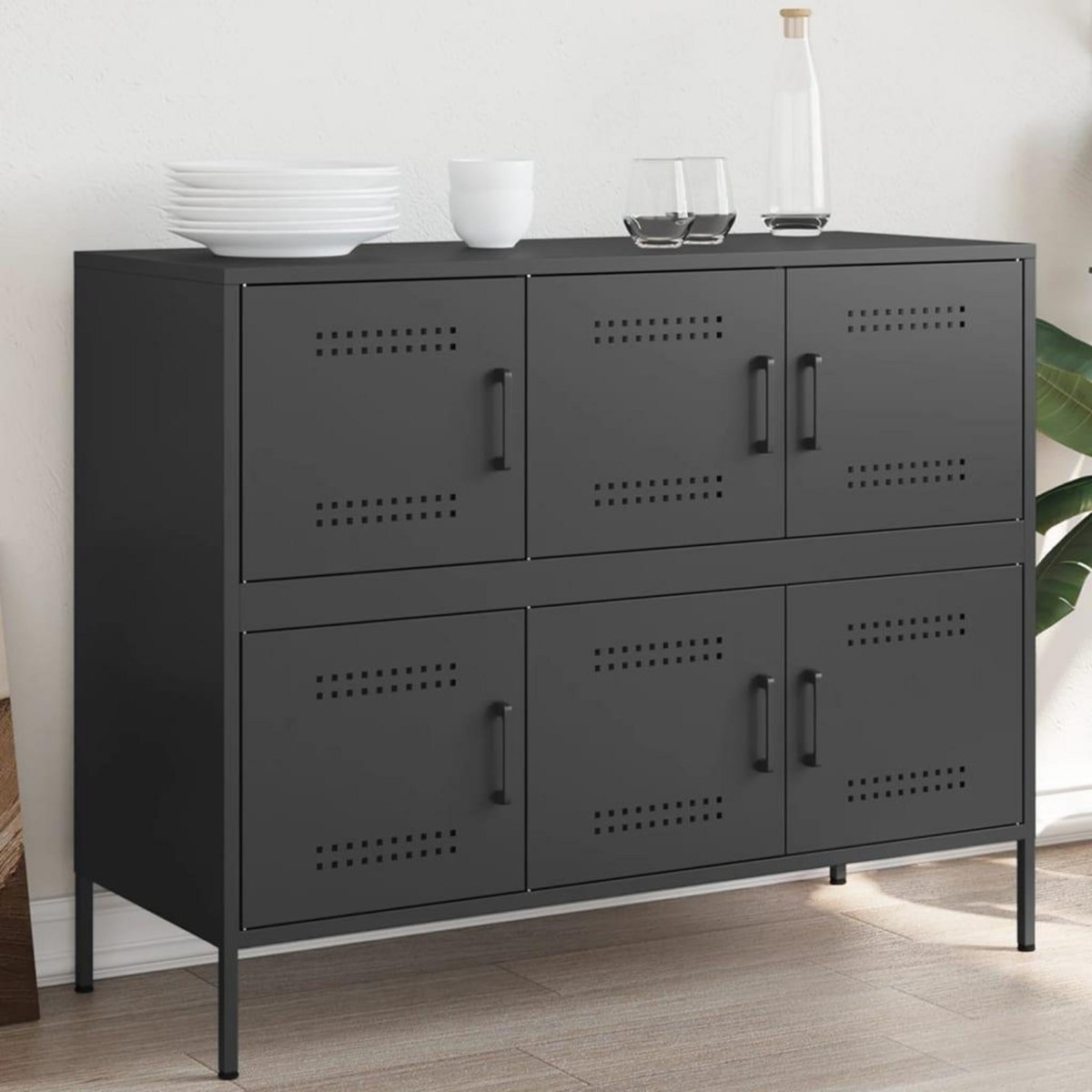 VIDAXL Buffet noir 100,5x39x79 cm acier
