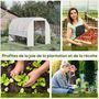 Voir la diapositive 6 : OUTSUNNY Serre de jardin tunnel 6 m² 6 fenêtres porte zippée acier galvanisé PE blanc