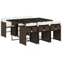 Voir la diapositive 2 : VIDAXL Ensemble a manger de jardin et coussins 7 pcs marron rotin