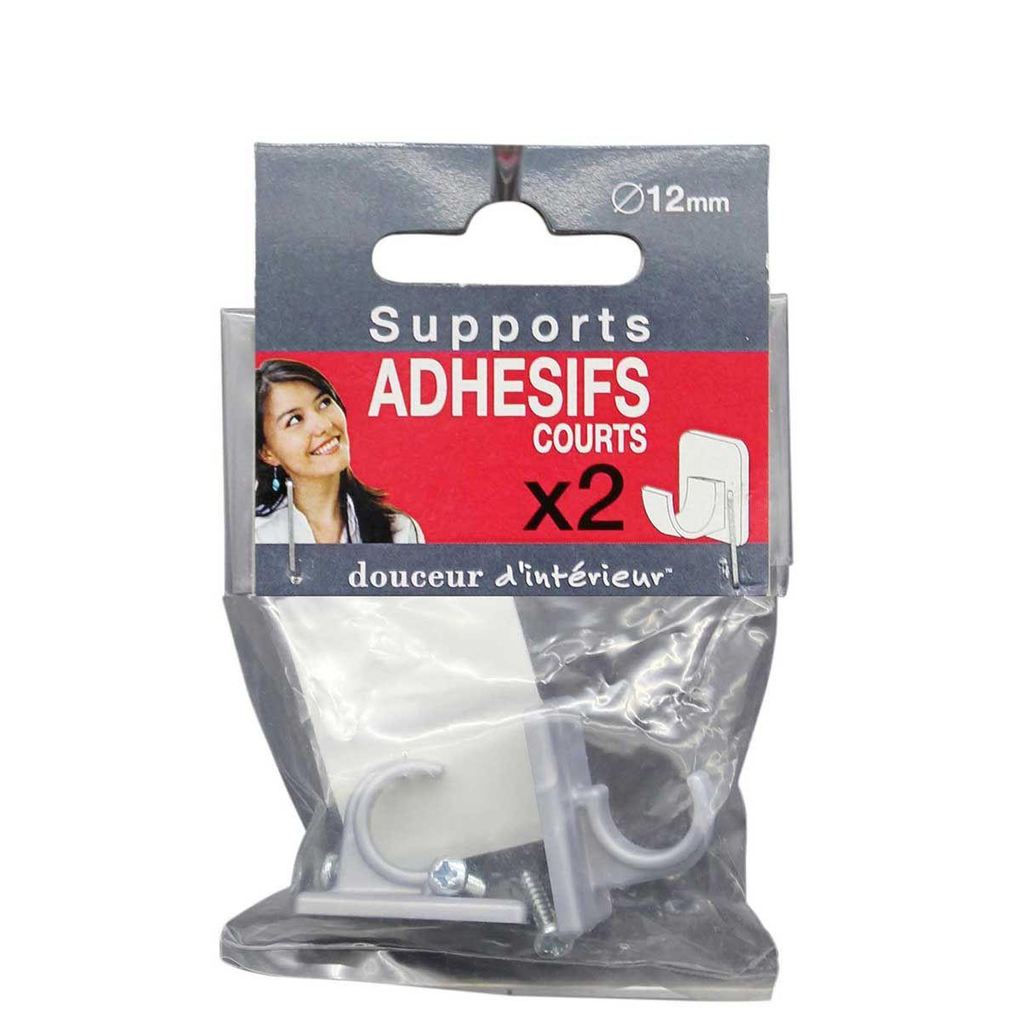 Voir la diapositive 2 : Douceur d'Intérieur Lot de 2 supports adhésifs courts  bistrot  11cm gris