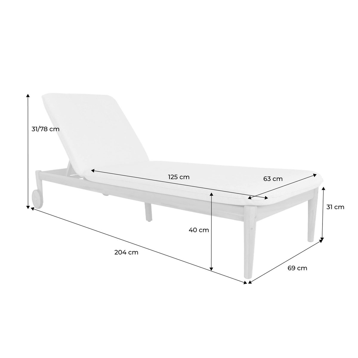SWEEEK Bain de soleil bois d'acacia multi positions avec roulettes naturel - Sola
