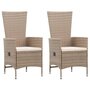 Voir la diapositive 1 : VIDAXL Chaises d'exterieur lot de 2 avec coussins Resine tressee Beige