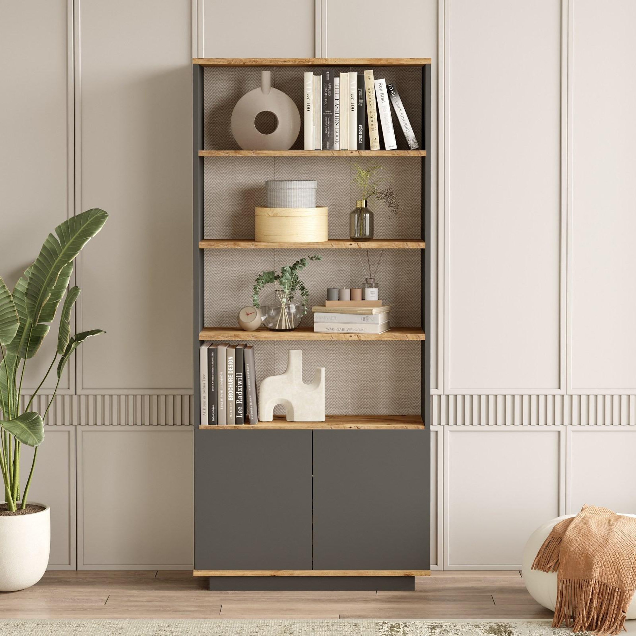 Voir la diapositive 2 : Habitat et Jardin Bibliothèque en bois  forlan  75 x 26,8 x 168,3 cm - pin atlantique