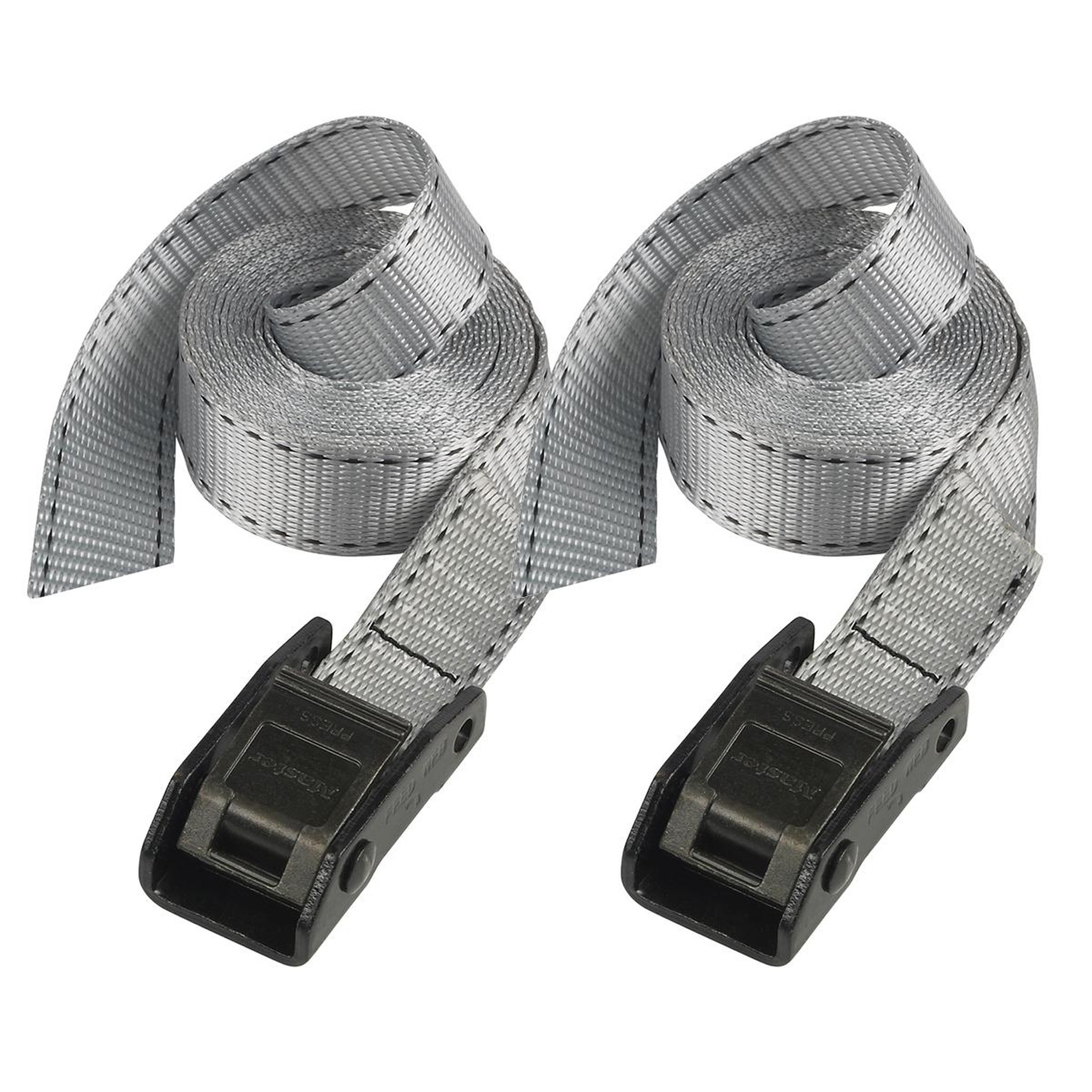 Master lock 3110eurdat sangle d'arrimage avec boucle à griffes, gris, 2,50m x 25mm sangle, pack de 2