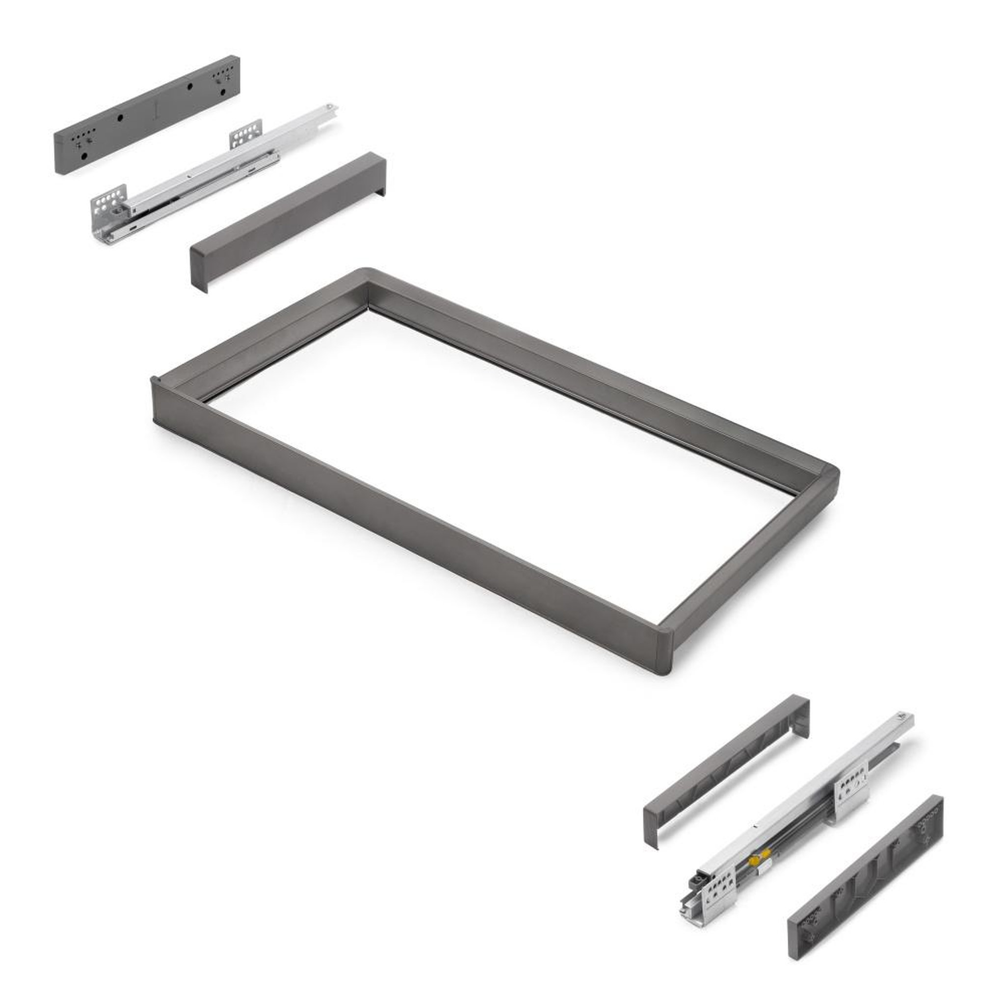 EMUCA SRL Rack avec glissières à extension totale et à fermeture douce pour accessoires d'armoire Quartz -  787-813mm -  Aluminium et plastique -  Titane