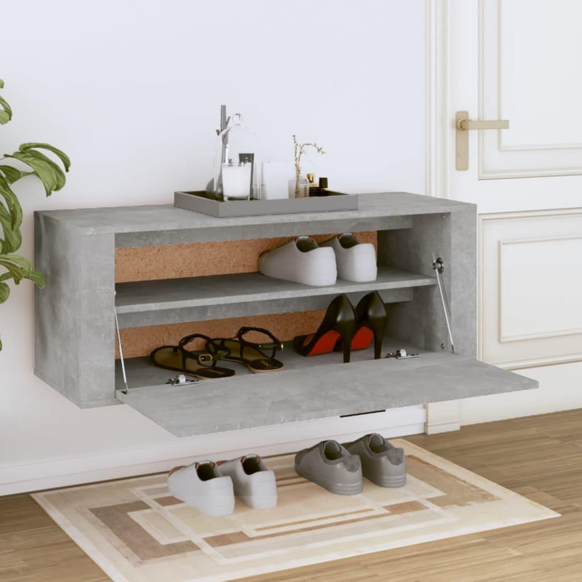 VIDAXL Armoire a chaussures murale Gris beton 100x35x38 cm