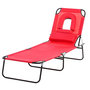 Voir la diapositive 1 : OUTSUNNY Bain de soleil pliable transat inclinable 4 positions chaise longue de lecture 3 coussins fournis rouge