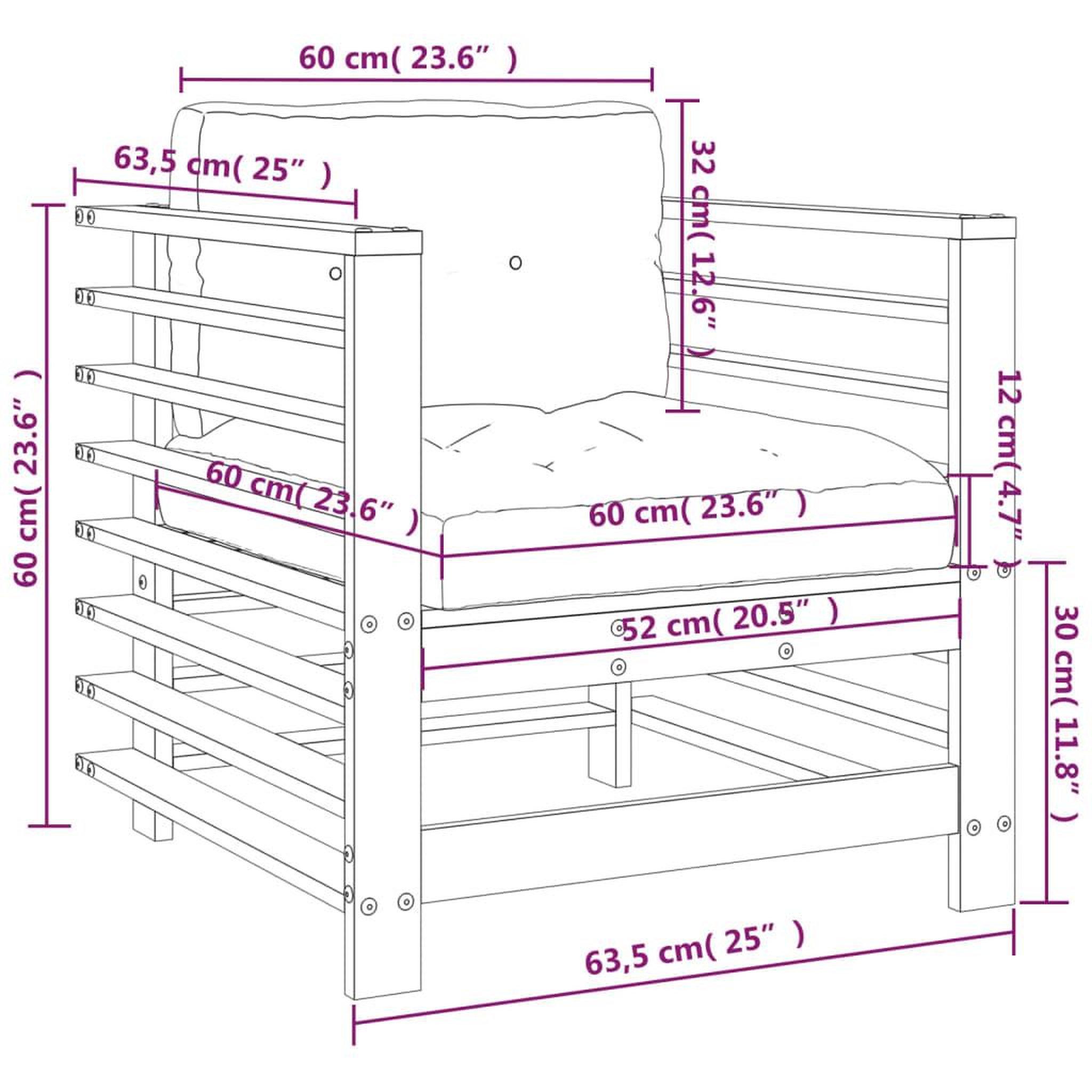 Voir la diapositive 6 : VIDAXL Chaises de jardin et coussins lot de 2 gris bois de pin massif