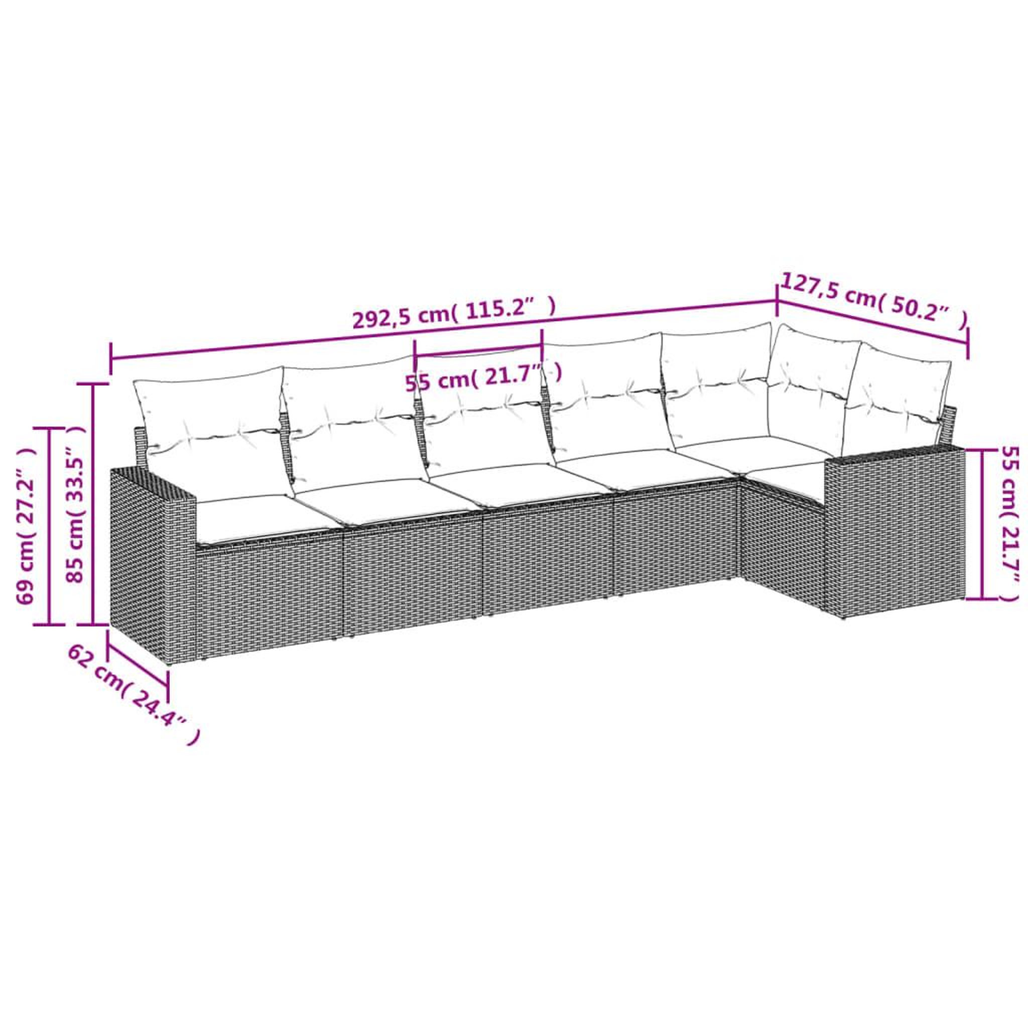 Voir la diapositive 3 : VIDAXL Salon de jardin avec coussins 6 pcs beige resine tressee