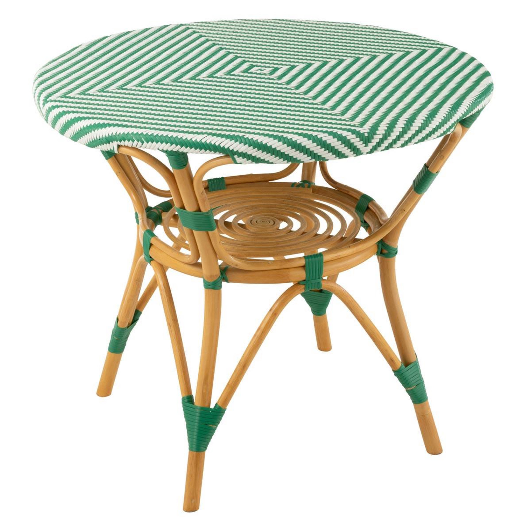 J-LINE Table à manger en rotin  danial  90cm vert foncé