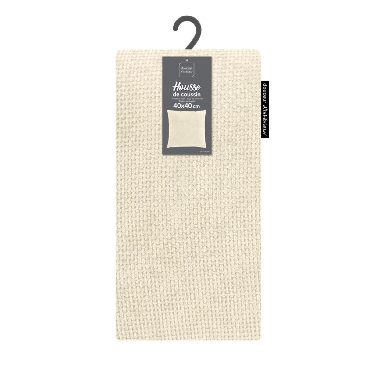 Paris Prix Housse de Coussin en Velours Chenille  Leo  40x40cm Crème