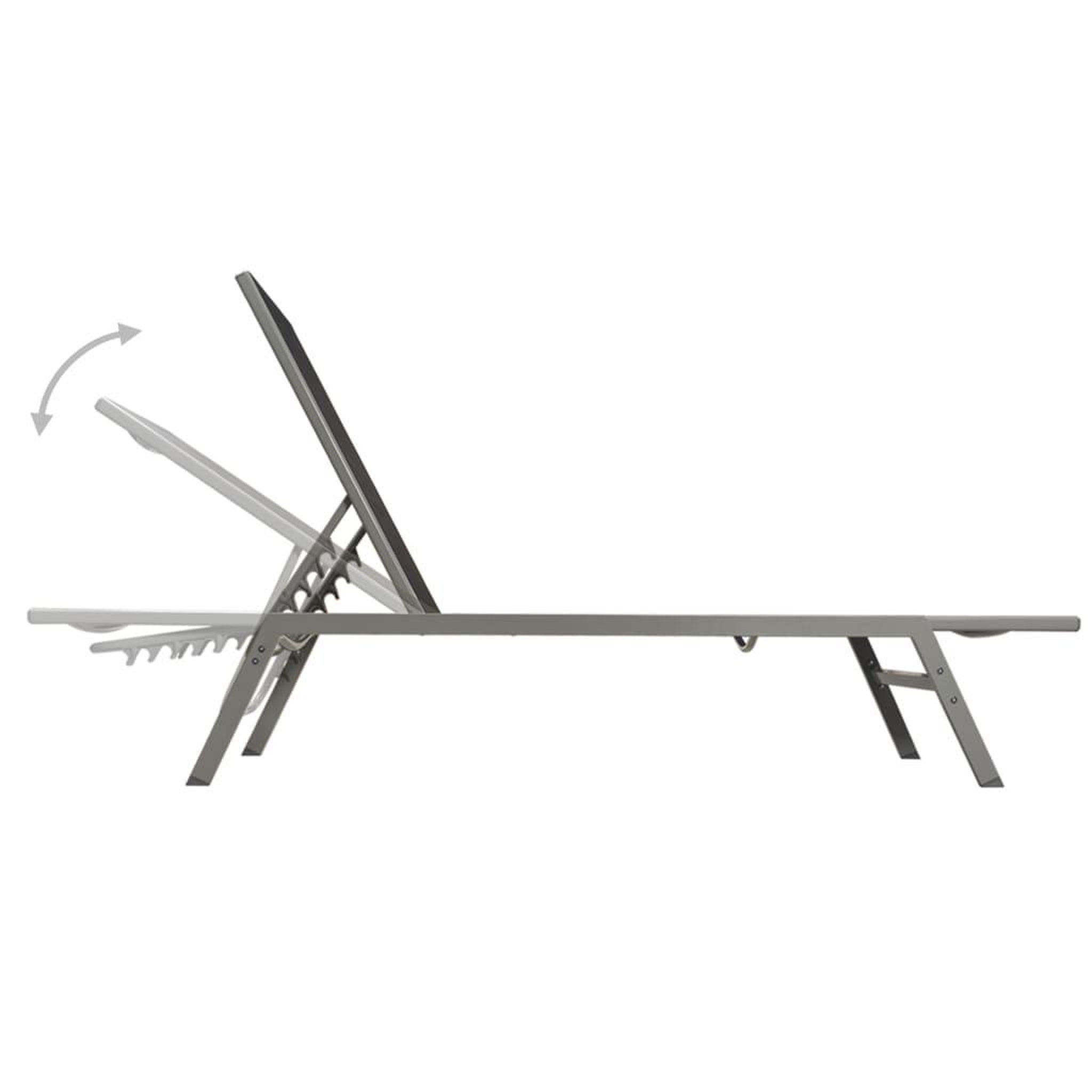 Voir la diapositive 3 : VIDAXL Chaises longues lot de 2 avec table acier et textilene noir