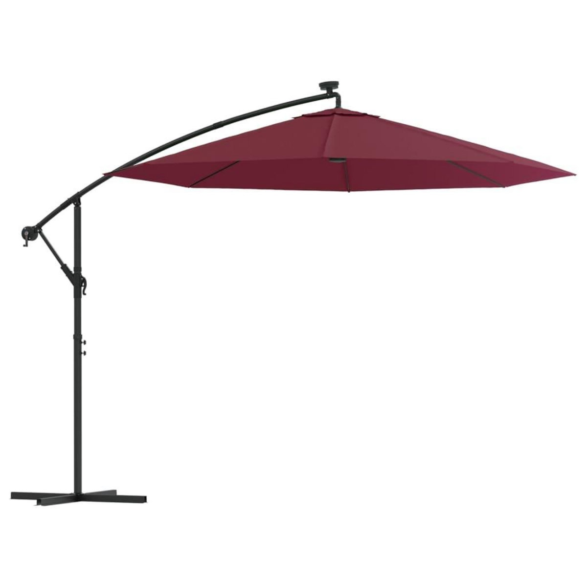 VIDAXL Parasol de jardin en porte-a-faux et lumieres LED mat en acier