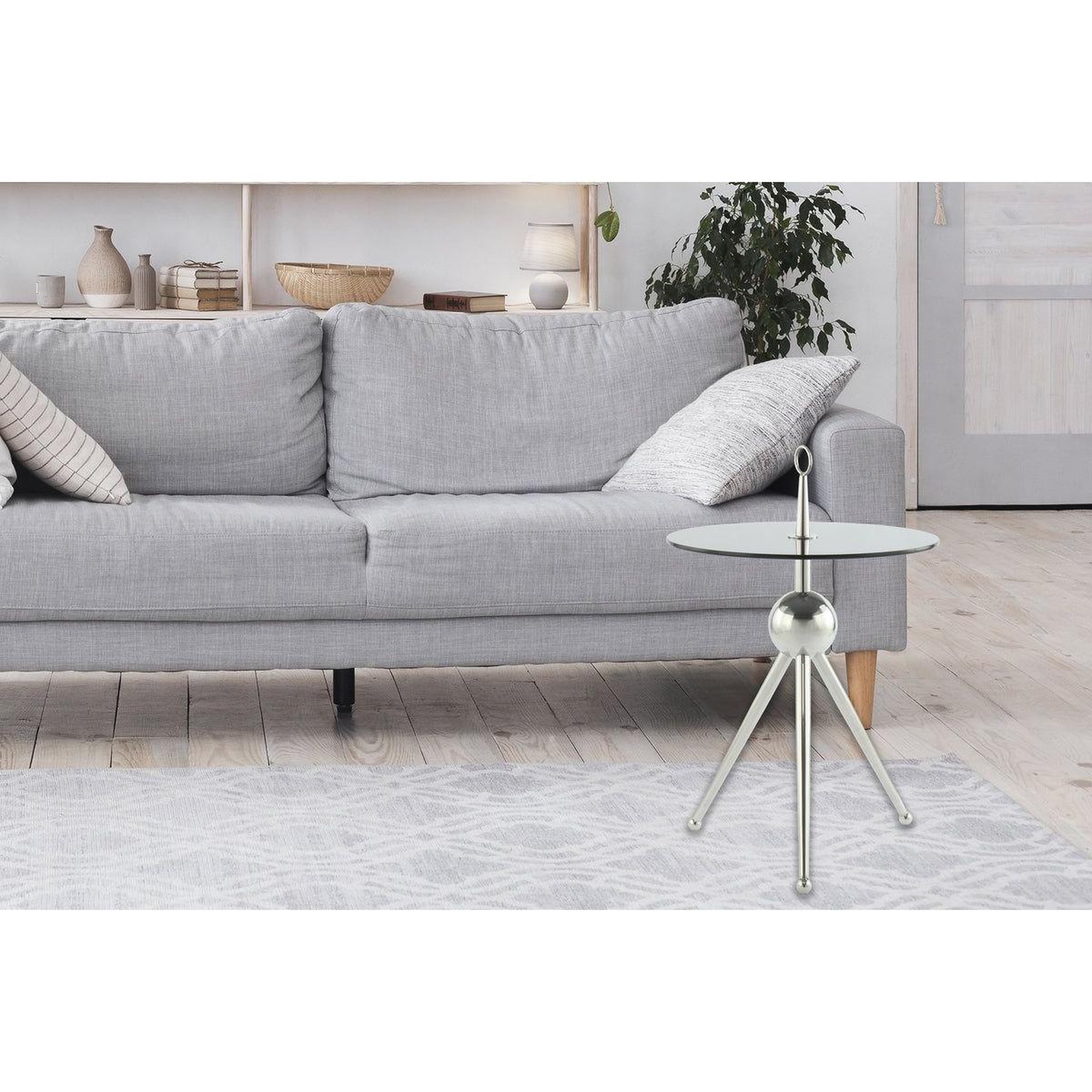 Voir la diapositive 4 : Paris Prix Table d'Appoint Design  Rodriga  53cm Argent & Gris